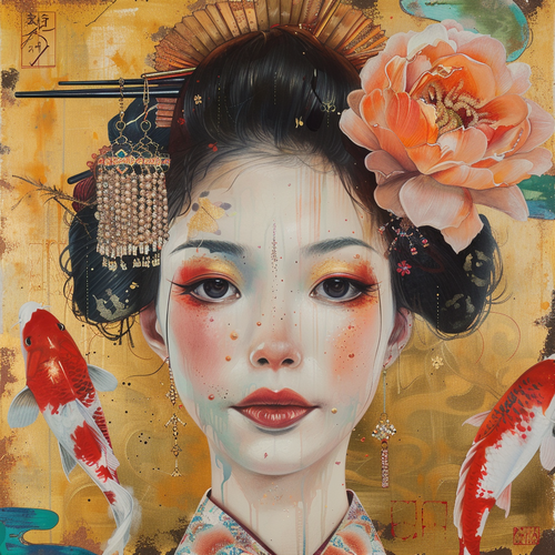 Geisha Maiko, Japan Kultur Gemälde, Kunstdrucke