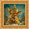 Engel mit Weihnachtsbaum Kunstdruck gerahmt